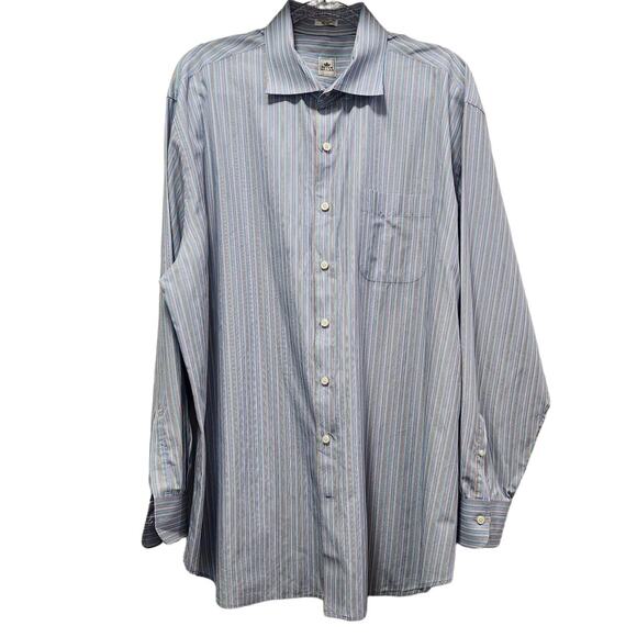 Peter Millar Men's Button-Down Blue-Multi-Colored Striped Long-Sleeve Shirt XXL - Picture 7 of 7